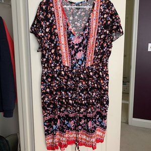 SHEIN Curve Black Floral Dress